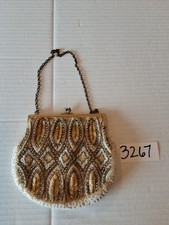 Vintage Small Purse Gold tone Fully Micro Beaded For Repair W/ Mirror As Is