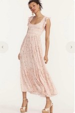 Loveshackfancy Chessie Maxi Dress Medium Ballet Pink Floral Smocked Cottagecore