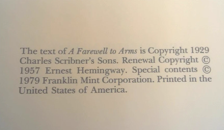 A Farewell To Arms by Ernest Hemingway Franklin Library Vtg Novel Hardcover  Foto 3 de 4