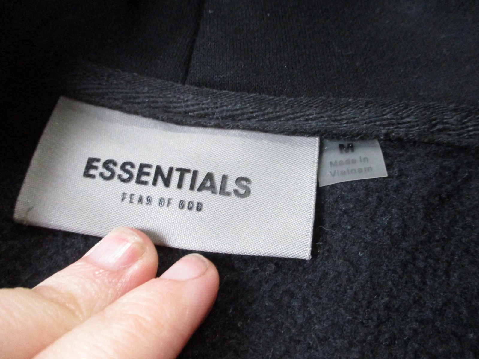 Felpa con Cappuccio Fear of God Uomo M Nera Essentials Logo Pullover Palestra FOG