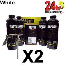 U-Pol Raptor wei&szlig; 8 Flaschen Set robuste Urethenbeschichtung Liner Schutz + Pistole
