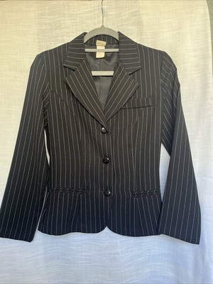 Mystic Black Striped Women s Blazer Jacket Size Small