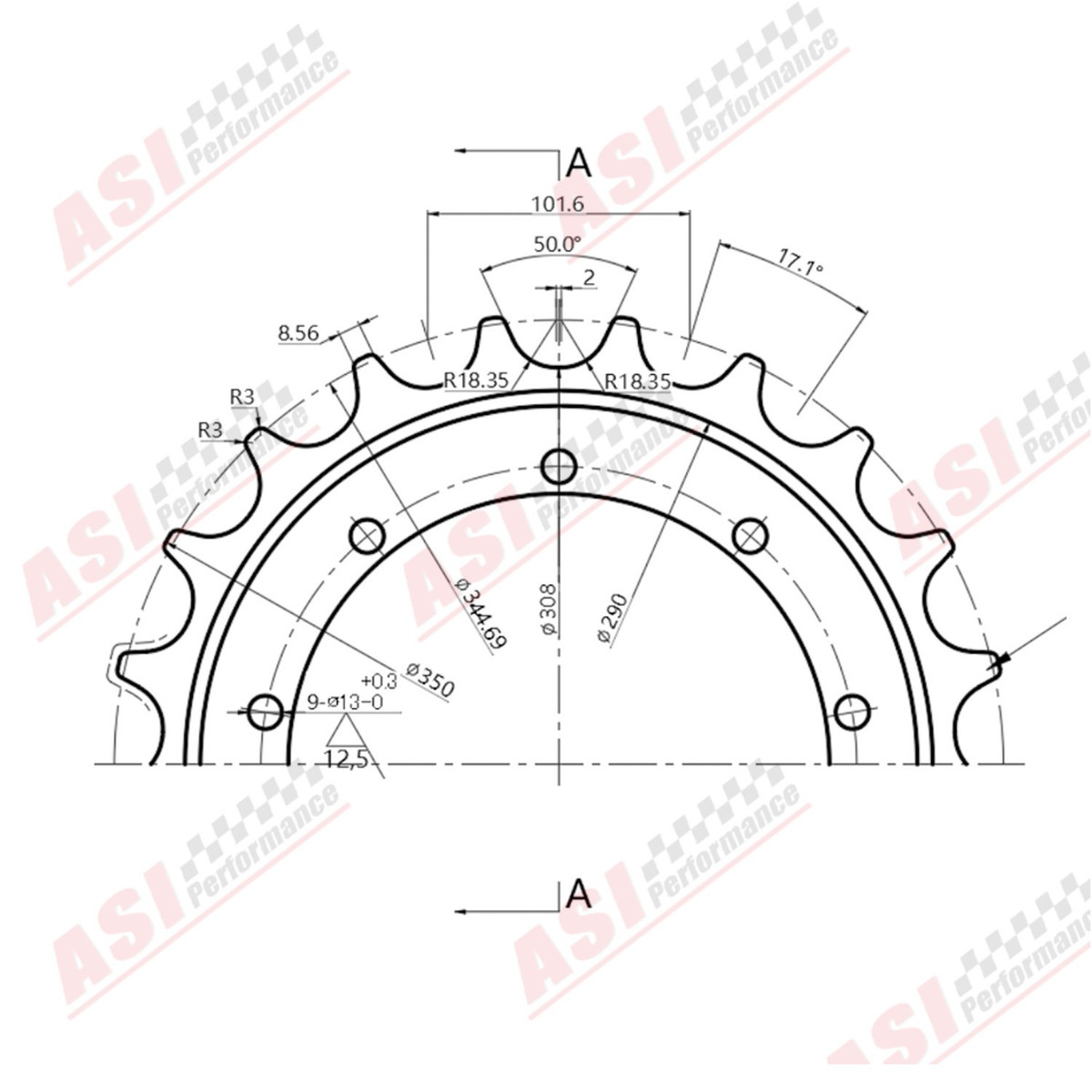 Gear Drive Sprocket For Kubota KX91-3,KX033-4,KX71-3,9 Mounting