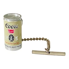 Vintage Coors Banquet 3D Beer Can Advertising Tie Tack With Chain Lapel Pin