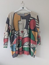 Picasso Themed Knitted Jumper One Size Contains Rabbit Hair Art Statement