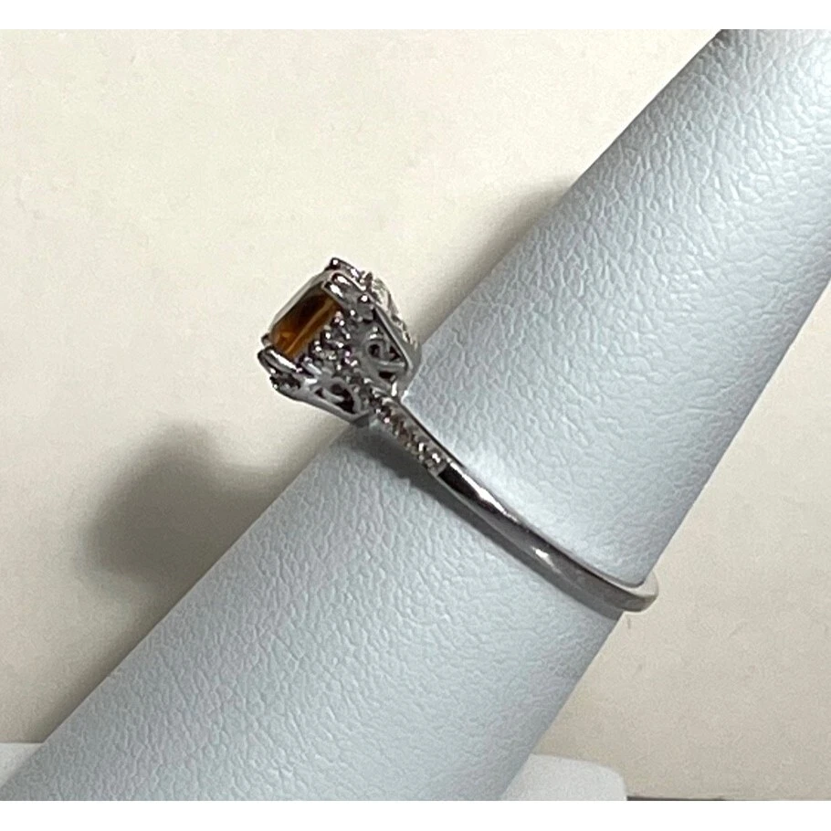 ANILLO JWBR ORO BLANCO HESSONITA GRANATE Y DIAMANTES TALLA 6.5 CIELO Foto 3 de 4