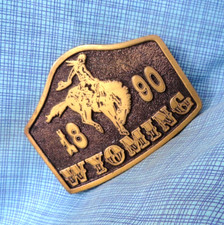 Wyoming 1890 Belt Buckle Statehood Cowboy Logo Vintage 1975 Adezy Denver .GMP702
