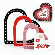 4 Pcs Valentine's Day Tabletop Decorations Valentines Love Wooden Signs Block...