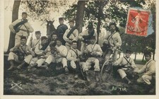 B585 French military group of soldiers firing practice horse bicycle bayonets