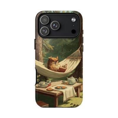 Phone Ink - iPhone | Galaxy | Pixel Case - Owl Reading Hammock Forest Picnic
