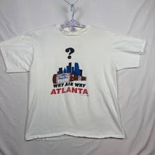 Vintage Bud Dry Beer Why Ask Why Atlanta TShirt XL Sugar Creek USA Made White