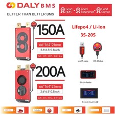 Daly Smart BMS lifepo4 Li-ION 3-20S 150A 200A w/Balance Bluetooth Can/RS485 lot