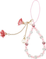 Phone Charms Strap Pink Beaded Flower Wrist Strap Lanyard for Camera Keychain Wa