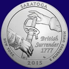 2015-P SARATOGA 5 OZ. BURNISHED SILVER ATB SEALED AS RECEIVED FROM MINT