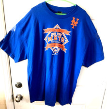 NEW S SLV  2XXL  NY METS BASEBALL ROYAL BLUE KNIT T-SHIRT WITH BASEBALL MOTIFS