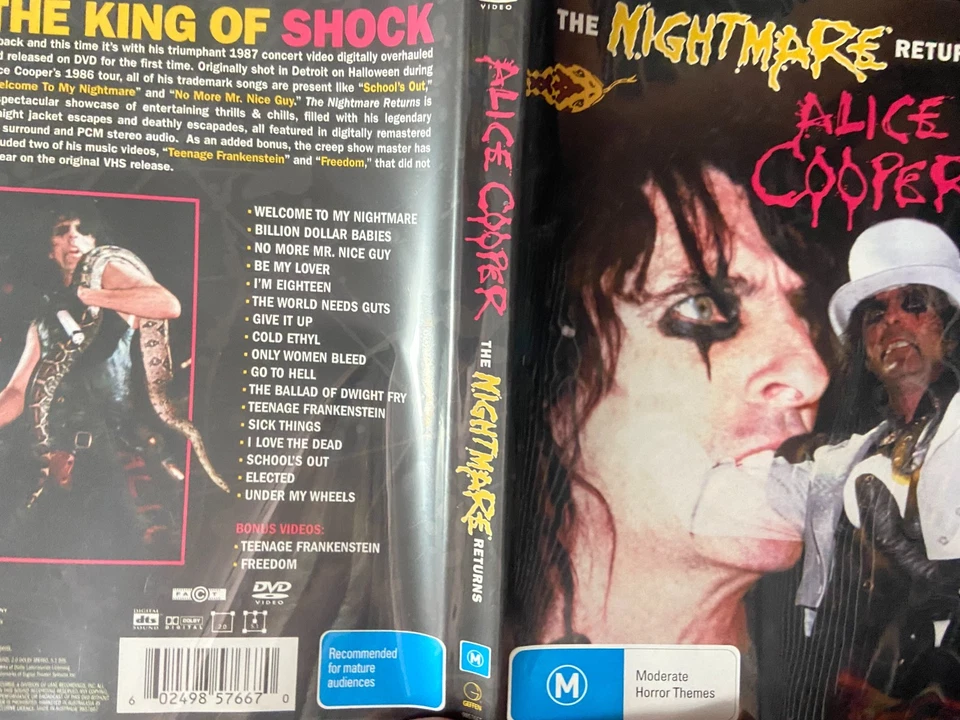 Alice Cooper : The Nightmare Returns region 4 DVD (1987 rock music concert) - Image 3 of 3