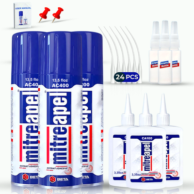 #ad MITREAPEL Super CA Glue 3 x 3.5 oz with Spray Adhesive Activator 3 x 13.5 fl $37.50