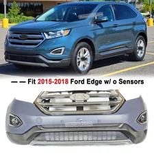 New Front Bumper Cover with Grille Fog Lights for 2015-2018 Ford Edge - Primed