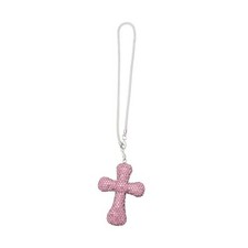 1 Pcs Metal Rhinestones Diamond Cross Car Rear View Mirror Pendant Pink