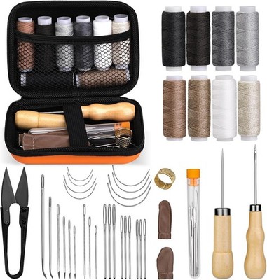 54 Pcs Leather Sewing Kit Heavy Duty Sewing Upholstery Repair Kit for Car Boots