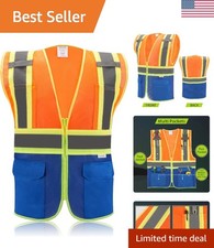 Reflective Safety Vest for Work - Zipper, Pockets, and 360  Visibility in Medium
