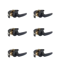 Amazon Basics Straight Door Lever, Passage, Matte Black, 6-Pack