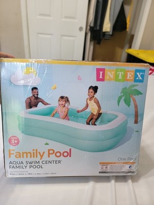 Intex Aqua Swim Center Family Pool Inflatable 90x60x19in Blue White Vinyl