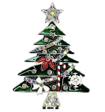 Kirks Folly Oh! Christmas Tree Pin Pendant silvertone