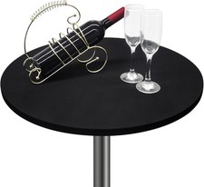 Small Round Fitted Table Cover Cocktail Topper 24" (Round), Black 