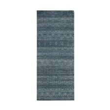 Hand Knotted Runner Rug 2'6"x6'1" Blue Kohinoor Herat Pattern Soft Wool 76883