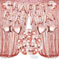 Geburtstagsdeko Set Rosegold Happy Birthday Ballons FolienvorhäNge Konfetti