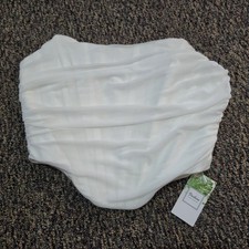 NWT White Mesh Corset Top Womens Size L Ruched Mesh Strapless Bustier Zip Back
