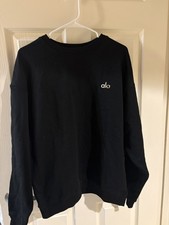 Alo Yoga Accolade Crew Neck Pullover Sweatshirt Size Large. Black