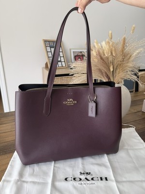 COACH Avenue Large Zip Tote Burgundy with Gold Hardware