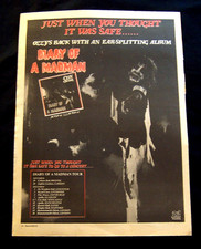 OZZY OSBOURNE DIARY OF A MADMAN ALBUM UK TOUR 1981 ORIGINAL VINTAGE ADVERT