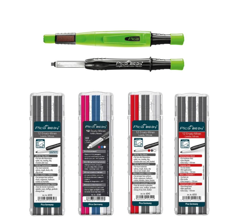 Pica BIG Lead Dry Longlife Automatic Trade Construction Marker Pencil & Refills