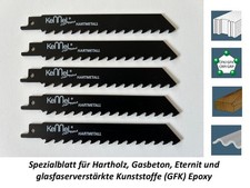 5 x Speziallblatt S&auml;bels&auml;geblatt f&uuml;r Hartholz Eternit Gasbeton GFK