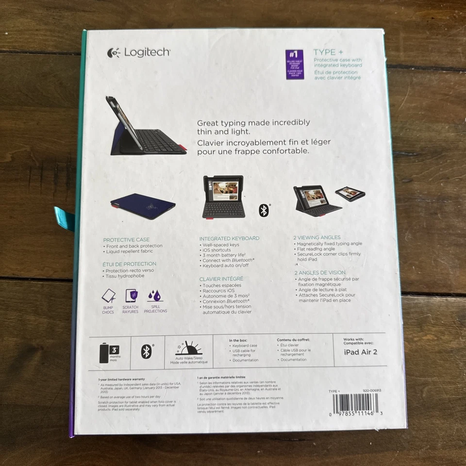 Logitech 920-006913 Type+ Case with Integrated Keyboard for iPad Air 2 - Blue - Image 2 of 4