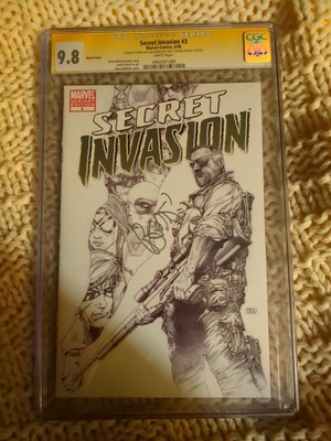 Secret Invasion 3 CGC 9.8 Signed Mike Bendis, McNiven Sketch Variant 