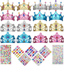 23/24 Packs Foam Princess Crowns and Tiaras, DIY Kit for Birthday Party Favors H