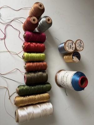 Lot Of 12 Vintage Spools Rayon Embroidery Sewing Thread 3 Silk Twist One Ounce