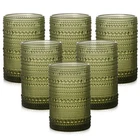 Vintage Glassware Drinking Glasses Set of 6,15 oz Hobnail Glass Cups,Embossed...