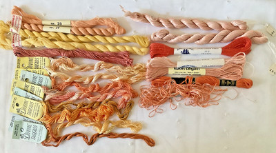 Needlepoint Embroidery Thread Collection Lot of 21 Assorted Colors Peach Coral