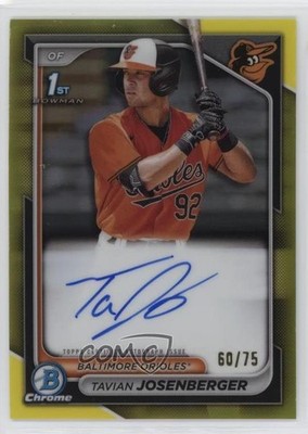 2024 Bowman Chrome Prospect Yellow Refractor 60/75 Tavian Josenberger Auto 0c3e