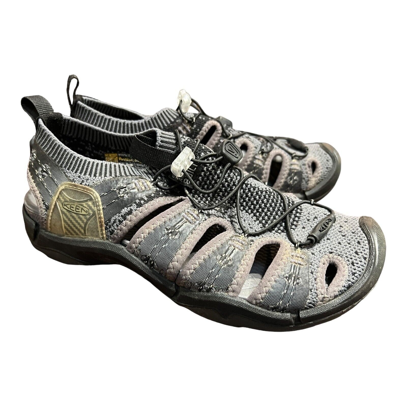 Sandali da donna Keen Evofit One grigi mimetici sportivi da trekking taglia 7 USA assemblati!