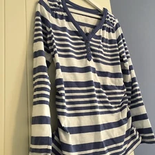 Liz Lange Maternity Side Ruched V Neck Striped Medium