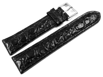 Uhrenarmband - Leder - gepolstert - African - schwarz 18mm 20mm 22mm 24mm