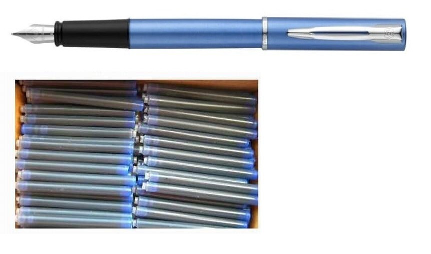 50 ink Cartridges, Refills for WATERMAN ALLURE Fountain Pen in BLUE (new)