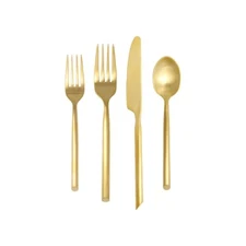 NEW Fortessa Capri Brushed Gold Plated 18/10 Stainless Steel Flatware 4 Pc