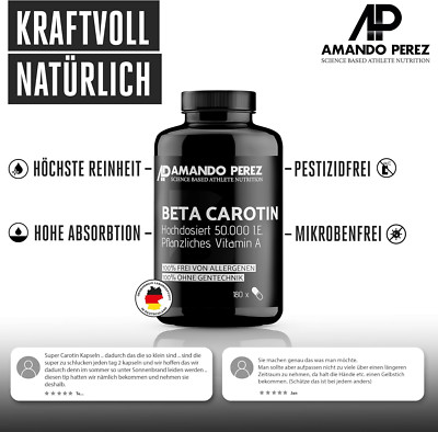 Amando Perez Beta Carotin Depot Bräunungskapseln - 180 VEGANE Softgels Mit 50.00